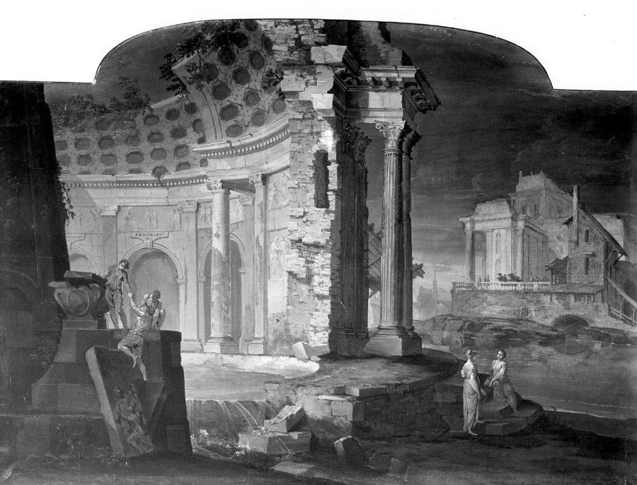 Veduta di rovine con tempio - Bologna